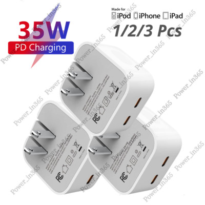 35W Dual USB-C PD Fast Charger Type C Power Adapter For iPhone iPad Macbook Lot