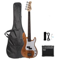 New GP Glarry Electric Bass Guitar Bass w/ 20W AMP Burlywood