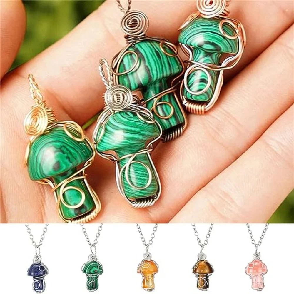 Crystal sale mushroom necklace