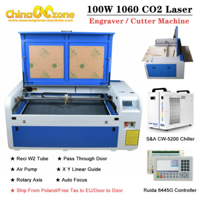 1060 100W CO2 Laser Engraving Cutting Machine Auto Focus Ruida 6445G Controller