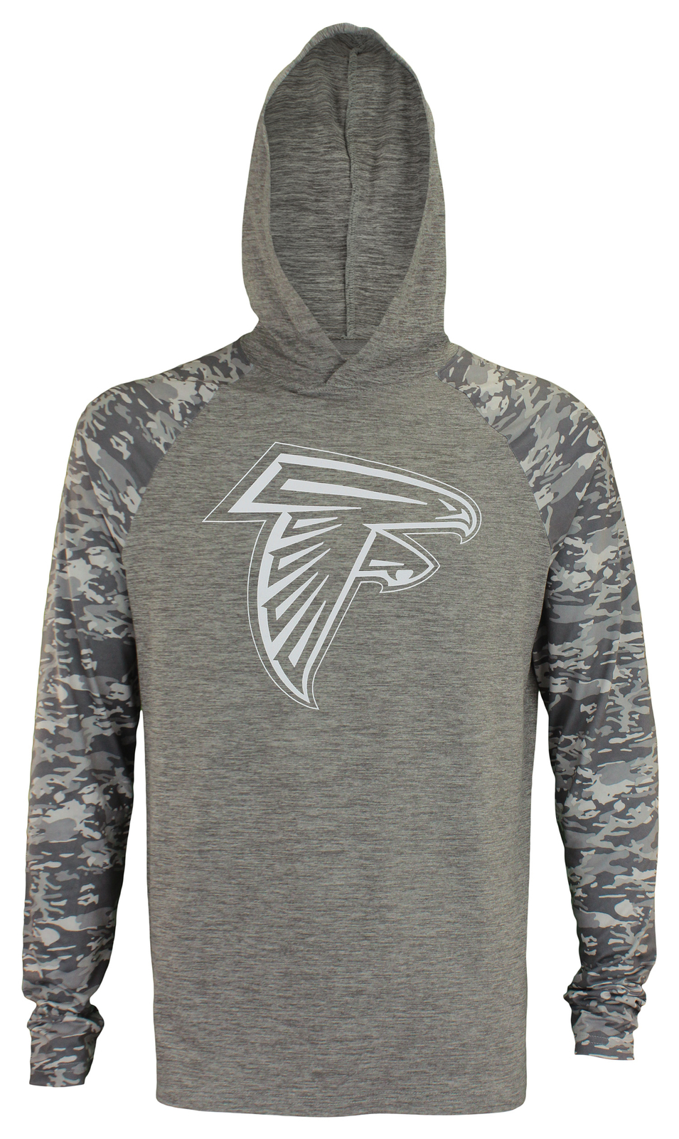 Мужская рубашка с капюшоном Zubaz NFL Atlanta Falcons Camo L/S Space Dye с большим логотипом, серый