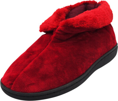 Norty Women's Faux Fur Memory Foam Slip On Bootie Slippers - Runs 1/2 Size Small