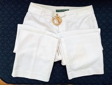 Lauren Jean Co. Ralph Polo Women White Pant Gold Belt SZ 4 Y2K Wide Leg Vtg.90s
