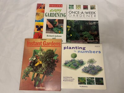 4x Gardening Books Once A Week Gardener Planting by Numbers Instant Gardens 