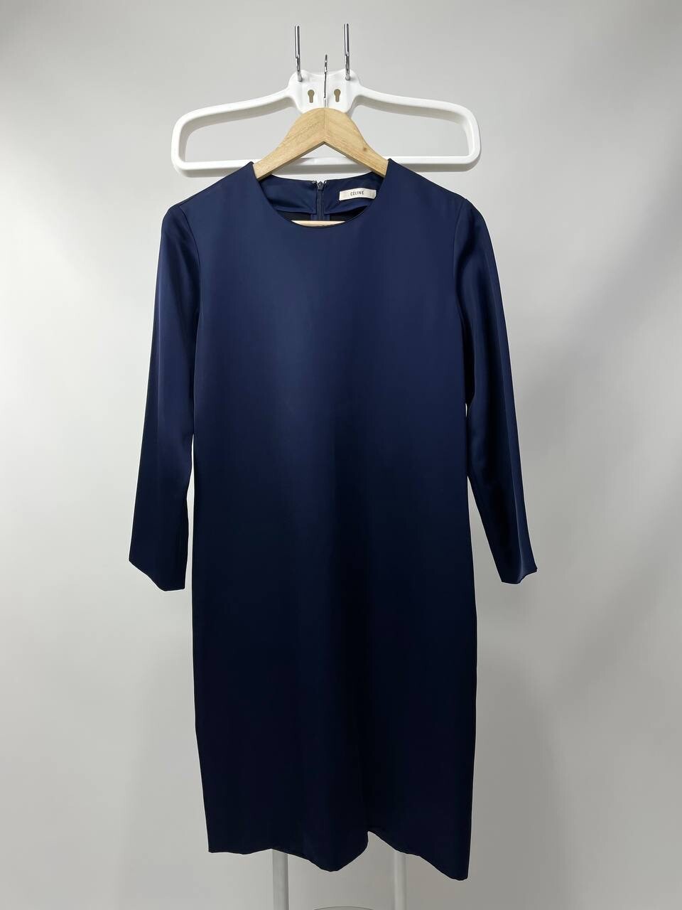 Celine Long Sleeve Dress Dark Blue Viscose Women’s Size 42 Made in France