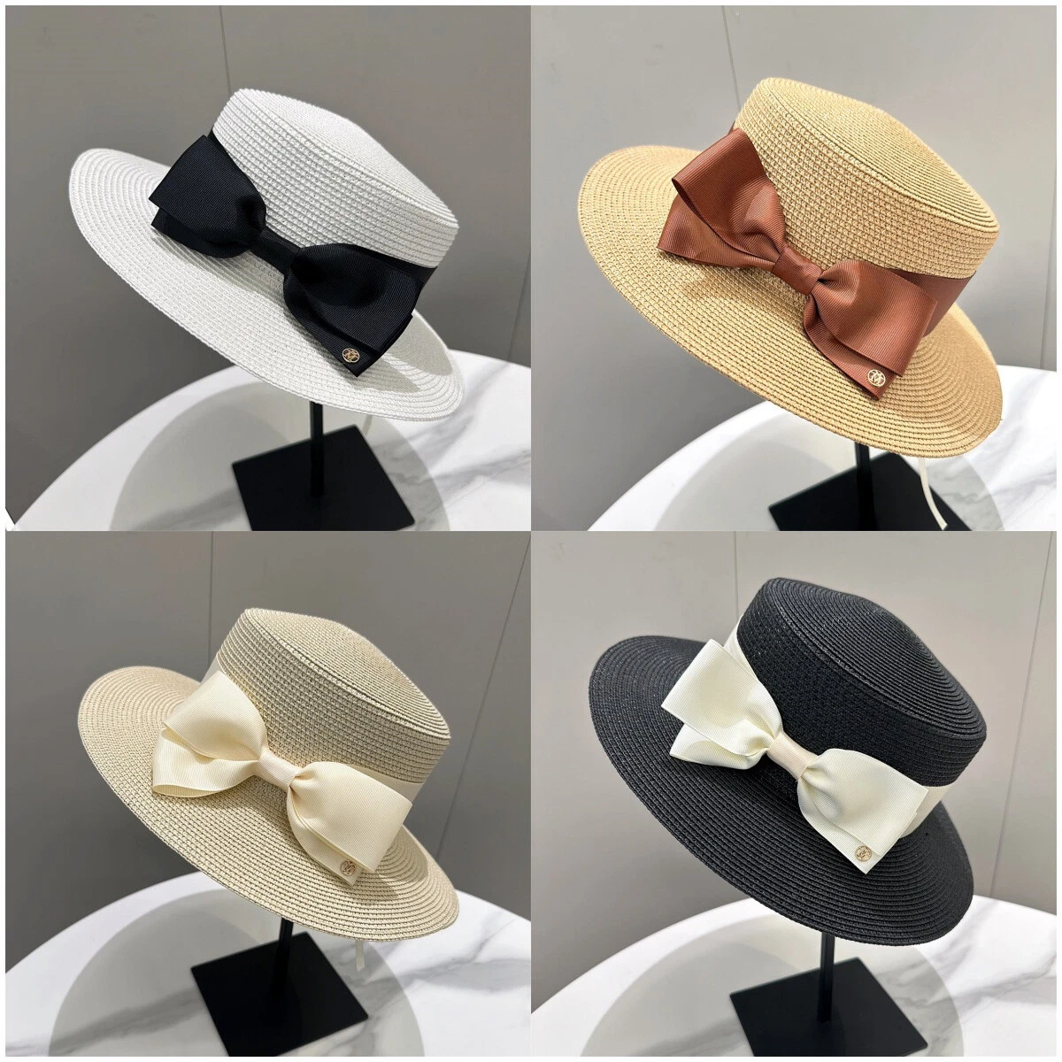 Beach Sun Hats for Women Wide Brim Straw Bucket Hat UV Protection Flat Hat