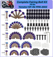 Complete Purple-blue Fairing Bolt Kit Plastic Screws for Yamaha 1998-2002 YZFR6