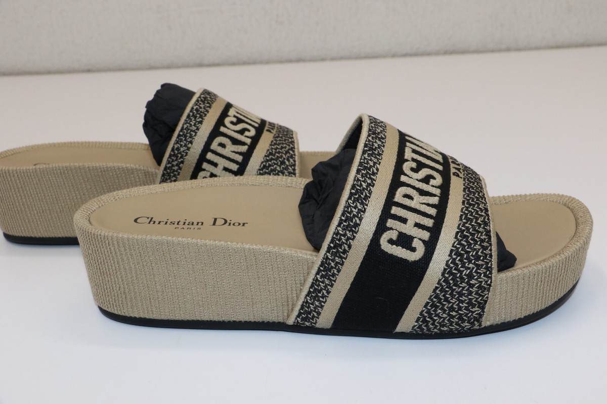 Christian Dior D-way Wedge Slides Platform Oblique Sandals