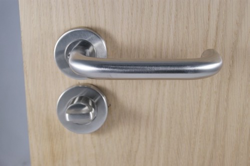 D Shape Lever Door Handle Pack Bathroom Set for 44/45MM THICK FIRE DOOR - Picture 3 of 4