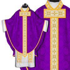 Handcrafted Gothic Chasuble with White Orphrey   Priest Liturgical Vestment