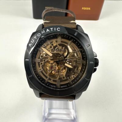 Fossil Mens Automatic Watch Privateer Sport Brown Leather