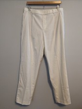 Uniqlo Women's Pull On Dress Pants XL Ivory Pinstripe Pockets Stretch 