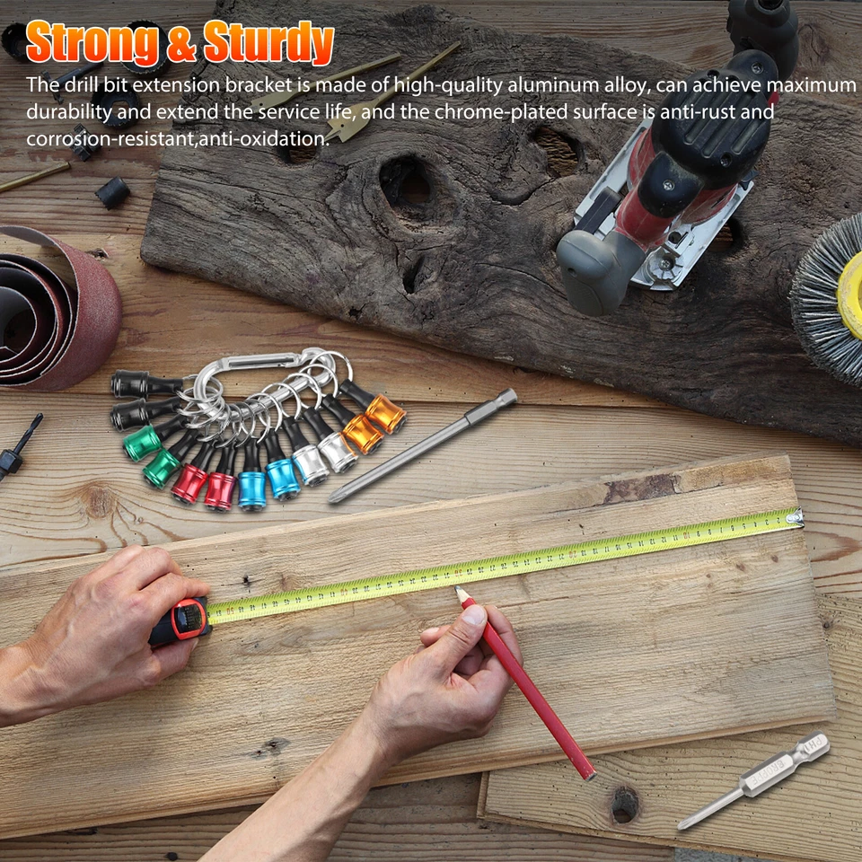 12PCS 1/4" Hex Shank Quick Release Keychain Screwdriver Drill Bit Holder Bit Set - Image 3 of 4