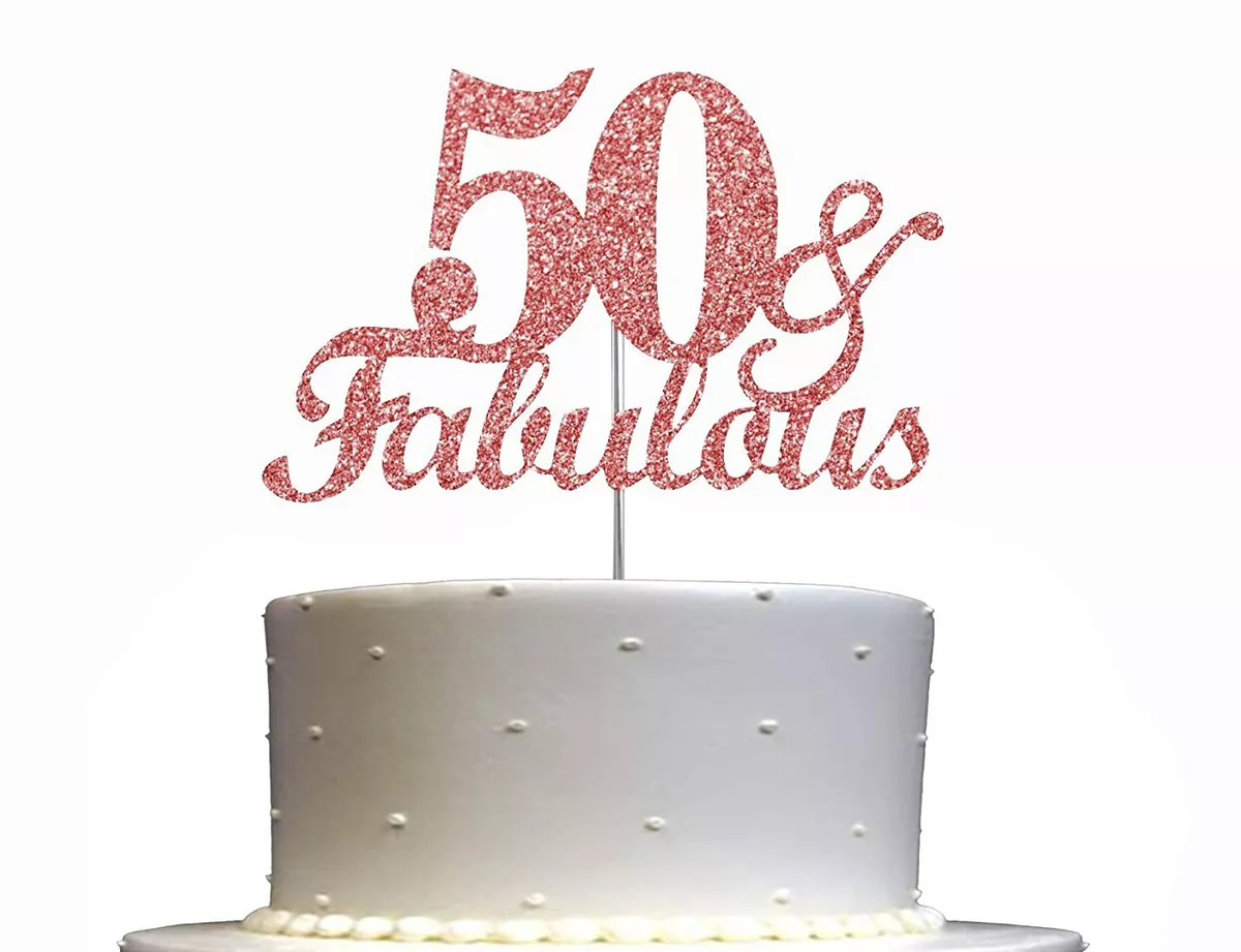 Handmade 50th Fifty Birthday Cake Topper Decoration - Made in US