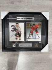 Pierre Pilote & Chris Chelios Dual Autographed Framed Display Chicago Blackhawks