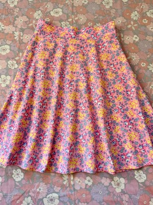 Vintage 1960er Blumen Skit Ditsy Muster rosa A-Linie Sommer Retro Rock Gr 14