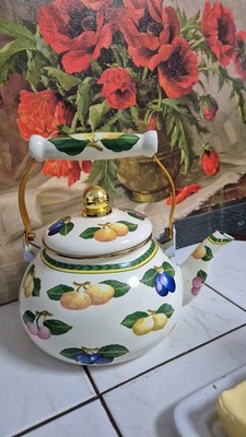 Enamel Tea Kettle Fruit Pattern (Brand New / Never Used)