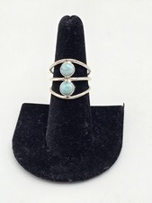 925 Sterling Silver Larimar Cabochon Ring Size 7.5