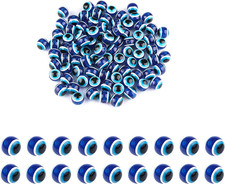 150Pcs Blue Evil Eye Beads Eyeball Spacer Beads Handmade Resin