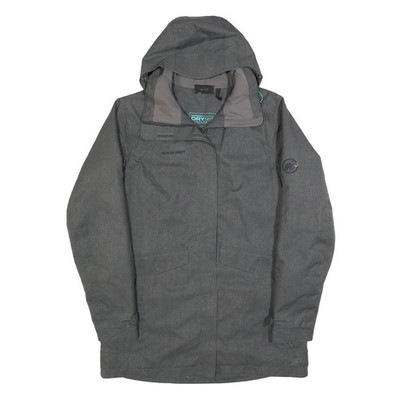 MAMMUT Damen Grau Außen Jacke M Polyester Mischung Reißverschluss Kapuze Regular