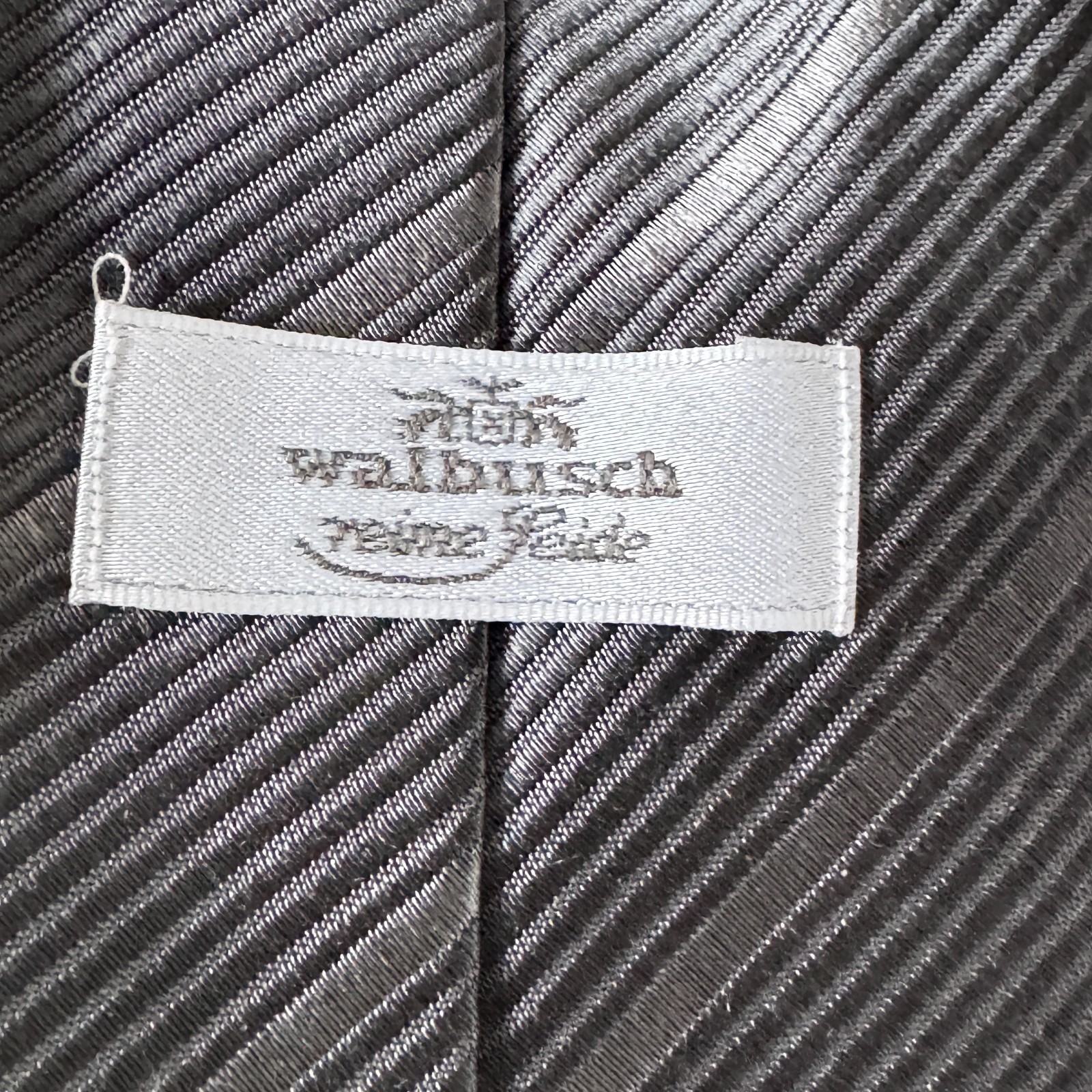 Walbusch Pure Silk Ribbed Tie in Charcoal Grey image 5