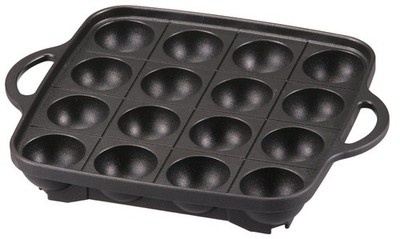 Iwatani Takoyaki Grill Pan - Medium, Black (16-Hole Non-Stick Cast Aluminum)