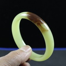 60mm Chinese Qingyu Hetian Green Bracelet Natural Authentic Jade Bracelet