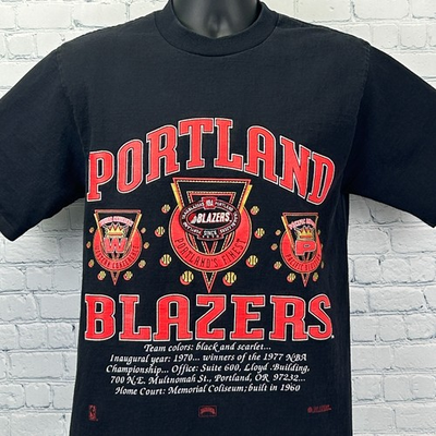 #ad Vintage 90s Portland Trail Blazers T Shirt Blazers NBA Basketball Black M Medium $43.59