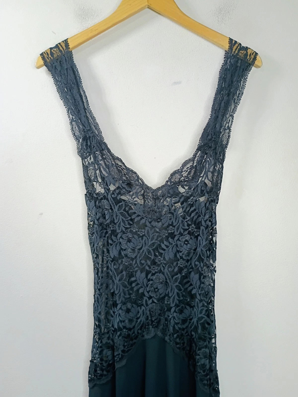 UNDERCOVER Camicia da notte vintage Victoria's Secret in chiffon elasticizzato pizzo nero XS