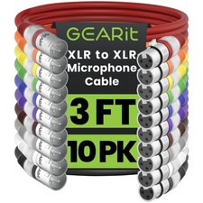 XLR Male to Female Microphone Cable 3 Feet, 10 Pack 3-Pin Balanced Shielded M...
