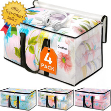 Clear Moving Bags Heavy Duty 4 Pack, Storage Bags with Zipper, Extra Reinforced
