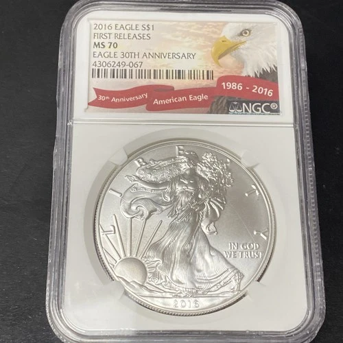 2016 $1 American Silver Eagle NGC MS70 First Release 30th Anniv Bald Eagle Label