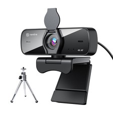 4K Webcam for PC 30fps Dual Stereo Microphones Noise Cancellation Auto Light