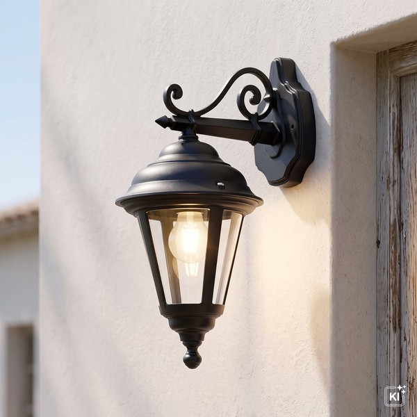 Rustikale Wandlampe IP44 Aluminium Schwarz E27 Wand Laterne AußEnleuchte Garten-image