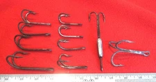 Lot of 10 Large Size Double & Triple Hooks - GOOD WORKING USED COND!!!a