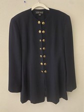 Vtg Ellen Tracy Linda Allard Women s 100 Wool Navy Blazer Gold Buttons Sz 16