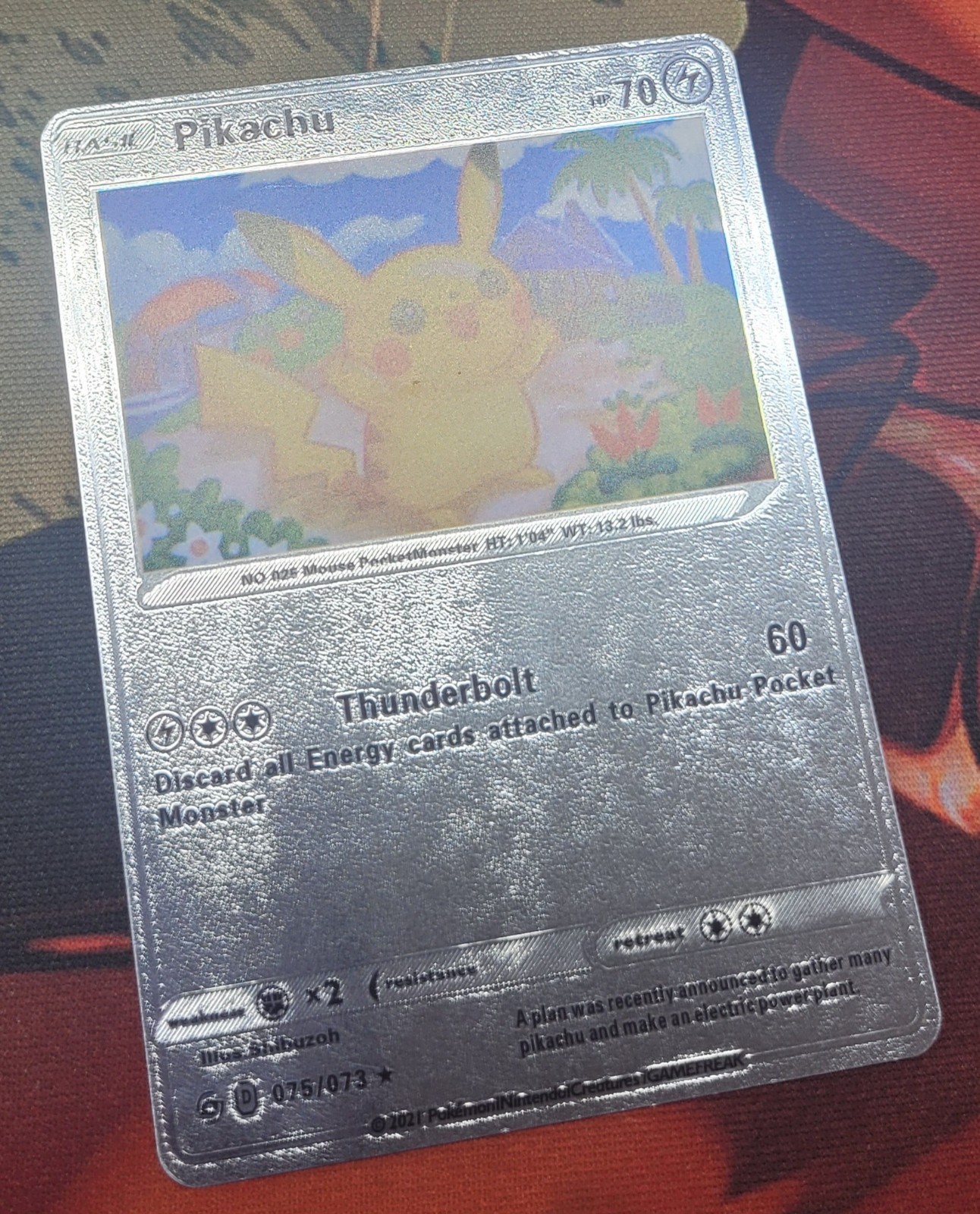 Pikachu (On A Beach) 076/073 Silver Fan Art Pokémon Card