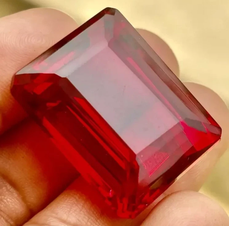 AA+++ Large Mozambique Red Ruby 72.75 Ct. Emerald Cut Loose Gemstone @Best Offer - Image 3 of 4