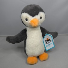 BNWT Jellycat - Bashful Penguin - Small Plush Soft Toy 8" Dark Grey w/ Arms Out