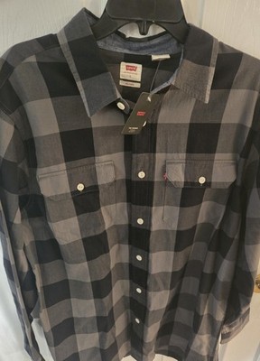 Levi's Mens L Black and Gray Long Sleeve Button Down