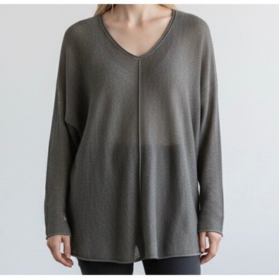 Eileen Fisher Linen Sweater Olive Green size Small
