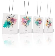 Flower Scented Car Air Freshener 4 Pcs, Watercolor Floral Hanging Air Flower-01