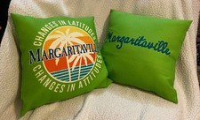 2 Margaritaville Throw Pillows Jimmy Buffet Indoor/Outdoor Lime Green RARE