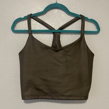 Abercrombie Sports Bra Small Sheen V-Neck Racerback Tank Mocha Brown