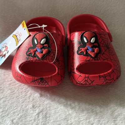 Spider-Man Kids Clogs - Red Boys Size 5-6 Slip On Shoes New 