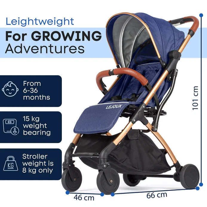 Lejoux Go TR18 Baby Travel Stroller Pram Pushchair Buggy - Blue From 6-36 Months