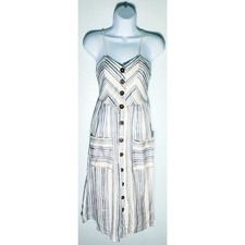 Japna Womes NWT White Blue Striped Cotton Dress Size Small Beach Sundress Boho
