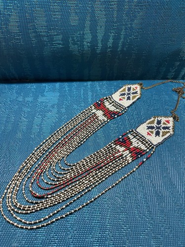 Handmade Necklace Seed Bead Boho Native American Beaded Multi Strand