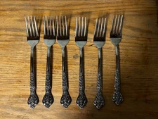 Vintage VERSAILLES by MSI JAPAN Stainless Flatware Rose 6.25" SALAD FORK SET 6