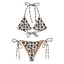 Skull  Leopard Print String Bikini - Triangle Bikini Set